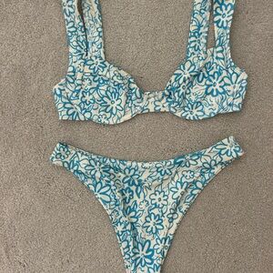 Floral Blue and White Bikini Set